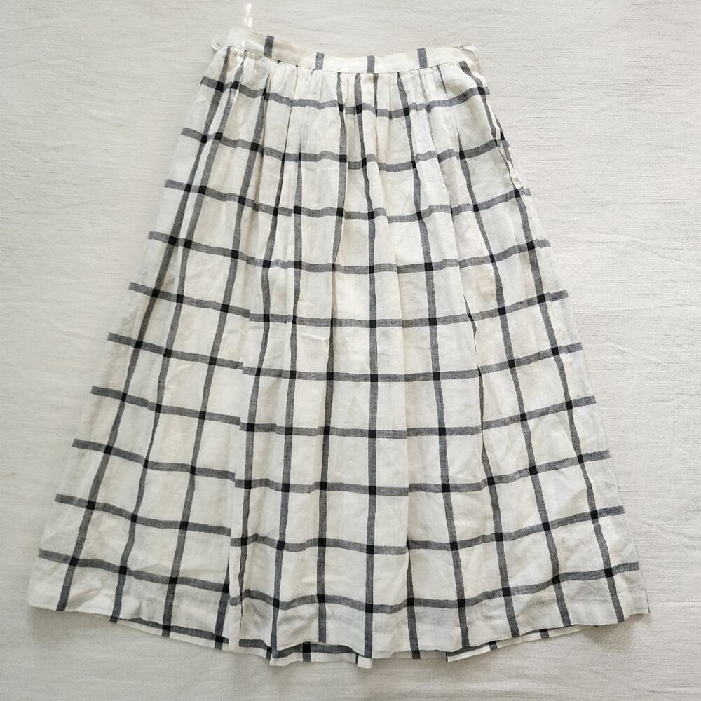 J Celeste Ltd grid linen cotton skirt womens 8